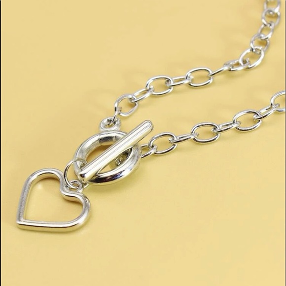 New Boho Heart Sterling Silver Chunky Chain Link Chocker Necklace - Picture 11 of 12